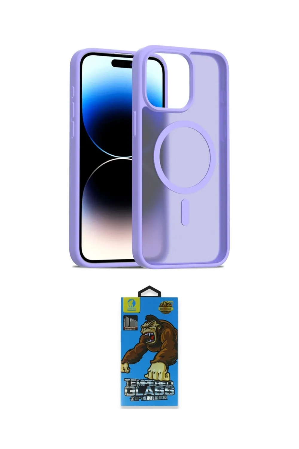 ieg™ iPhone 14 Pro Max Kılıf Siluet Minimal Prime - Siyah 18D Cam Ekran Koruyucu