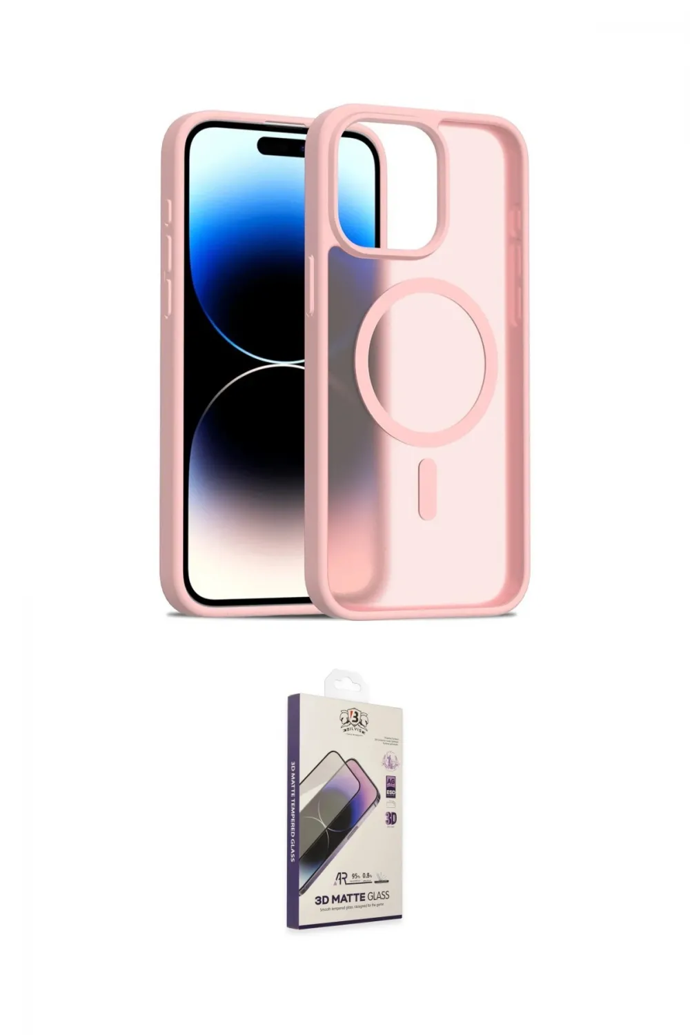 ieg™ iPhone 14 Pro Max Kılıf Siluet Minimal Prime - Siyah Bilvis 3D Mat Cam Ekran Koruyucu