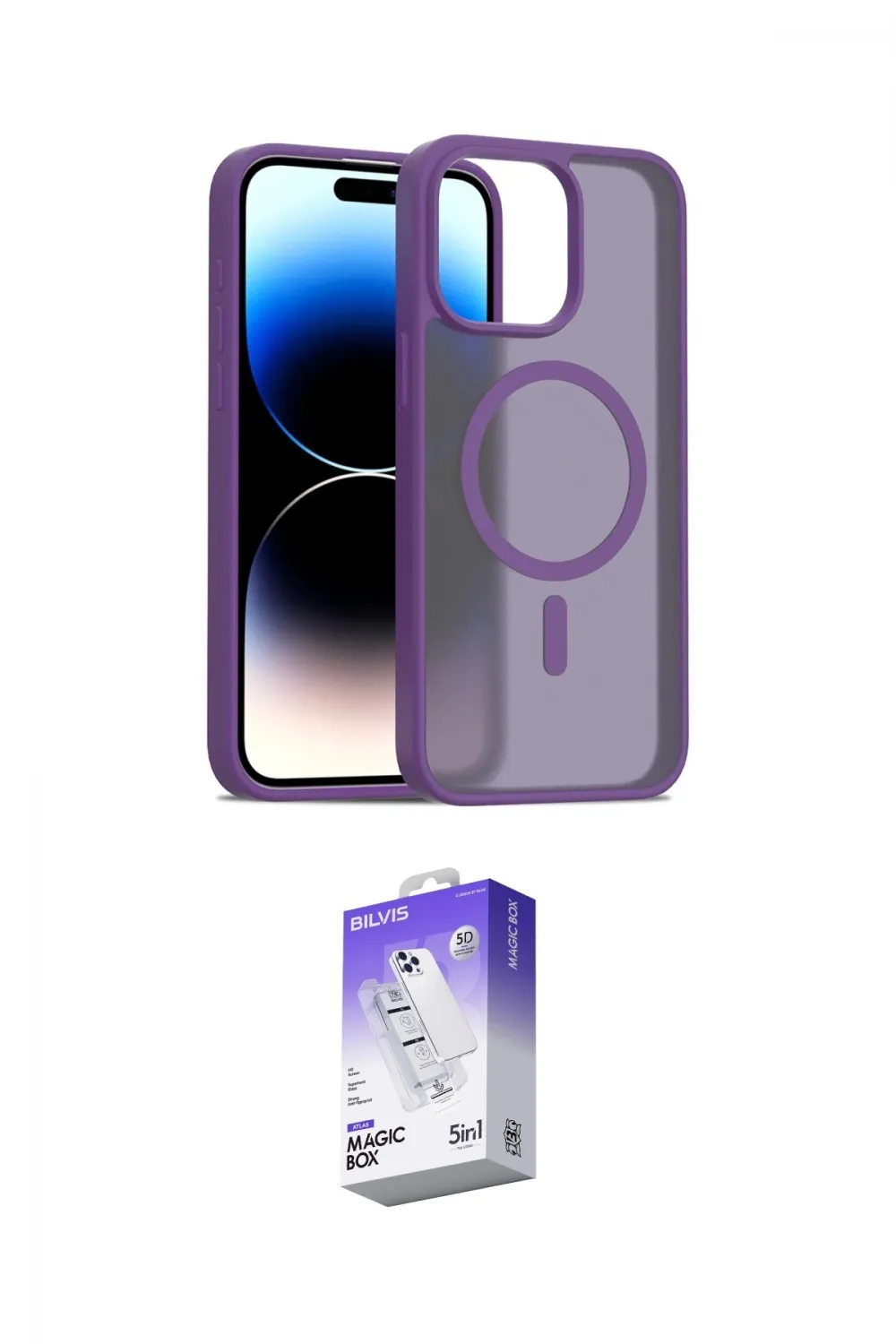 ieg™ iPhone 14 Pro Max Kılıf Siluet Minimal Prime - Siyah Bilvis 5in1 3D Magic Cam Ekran Koruyucu