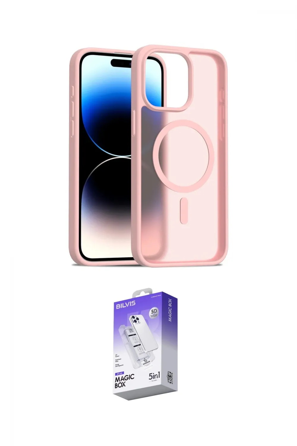 ieg™ iPhone 14 Pro Max Kılıf Siluet Minimal Prime - Siyah Bilvis 5in1 3D Magic Cam Ekran Koruyucu