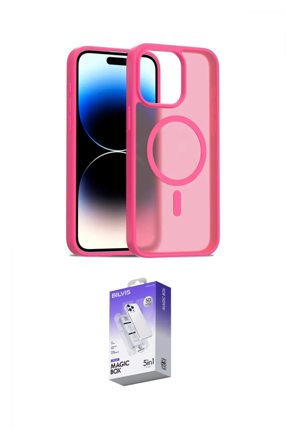 ieg™ iPhone 14 Pro Max Kılıf Siluet Minimal Prime - Siyah Bilvis 5in1 3D Magic Cam Ekran Koruyucu