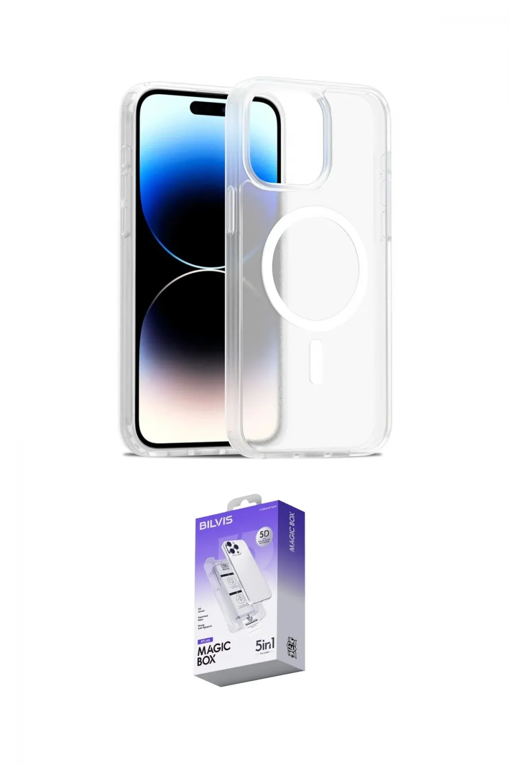 ieg™ iPhone 14 Pro Max Kılıf Siluet Minimal Prime - Siyah Bilvis 5in1 3D Magic Cam Ekran Koruyucu