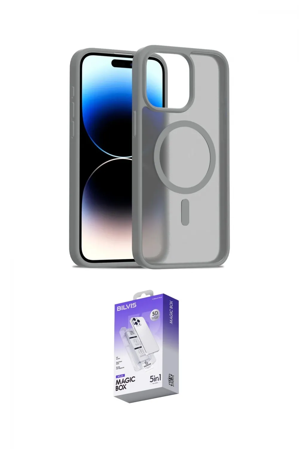 ieg™ iPhone 14 Pro Max Kılıf Siluet Minimal Prime - Siyah Bilvis 5in1 3D Magic Cam Ekran Koruyucu