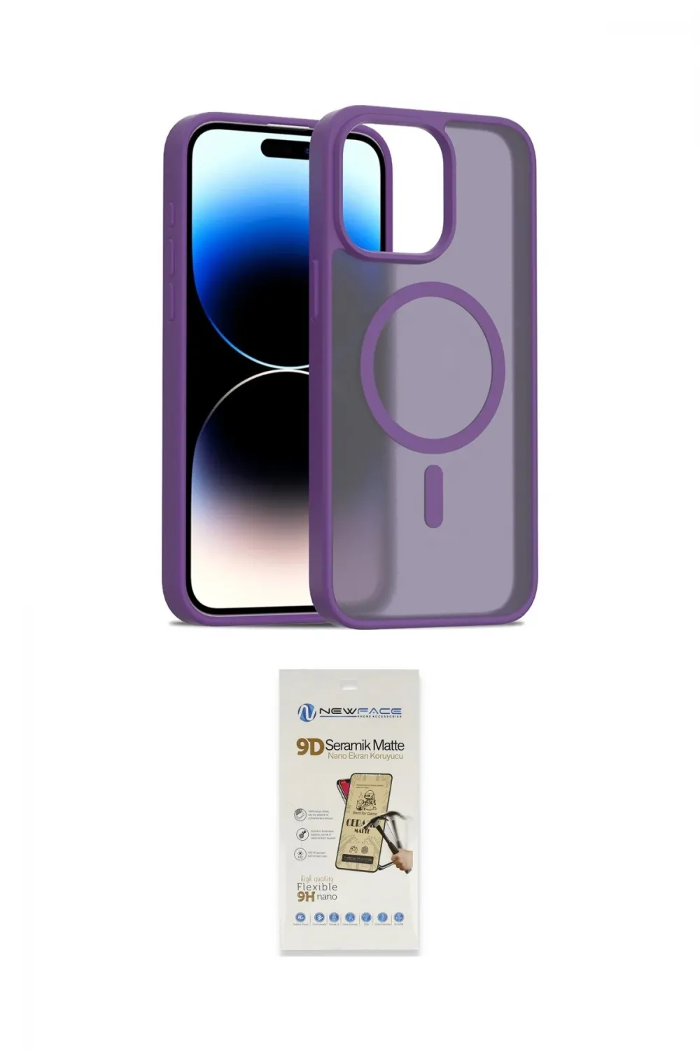 ieg™ iPhone 14 Pro Max Kılıf Siluet Minimal Prime - Siyah Mat Seramik Nano Ekran Koruyucu