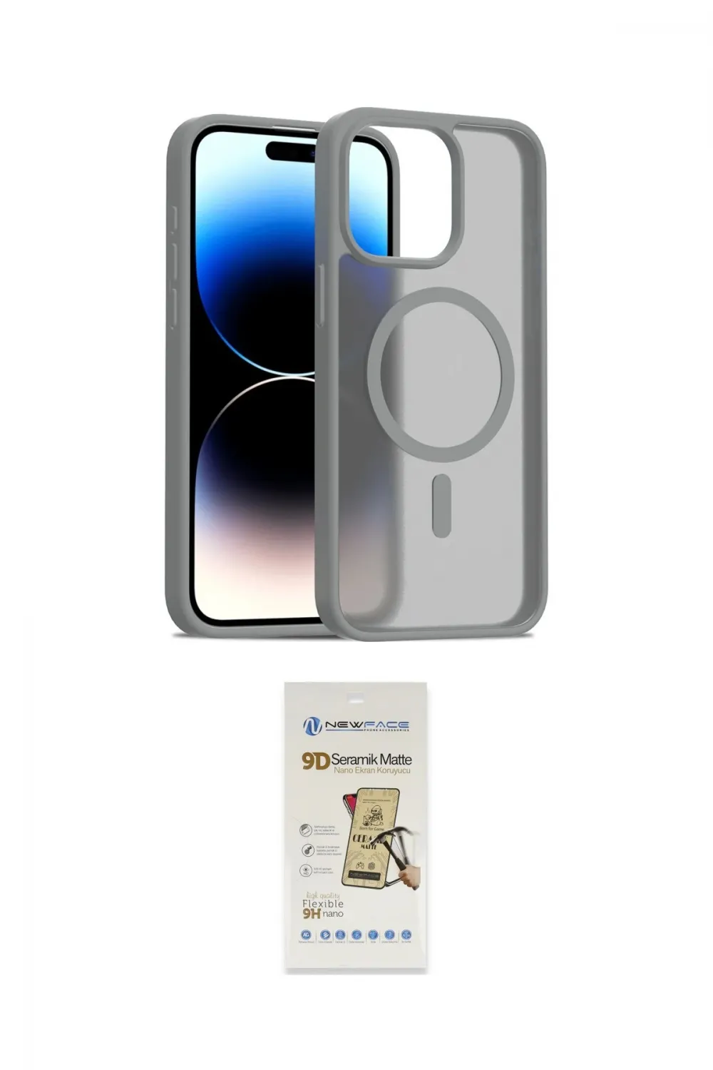 ieg™ iPhone 14 Pro Max Kılıf Siluet Minimal Prime - Siyah Mat Seramik Nano Ekran Koruyucu