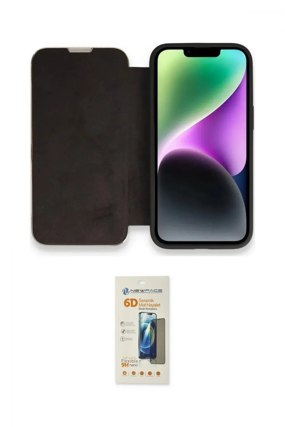ieg™ iPhone 14 Pro Max Kılıf Siluet Minimal Serisi - Siyah 6D Mat Seramik Hayalet Nano Ekran Koruyucu