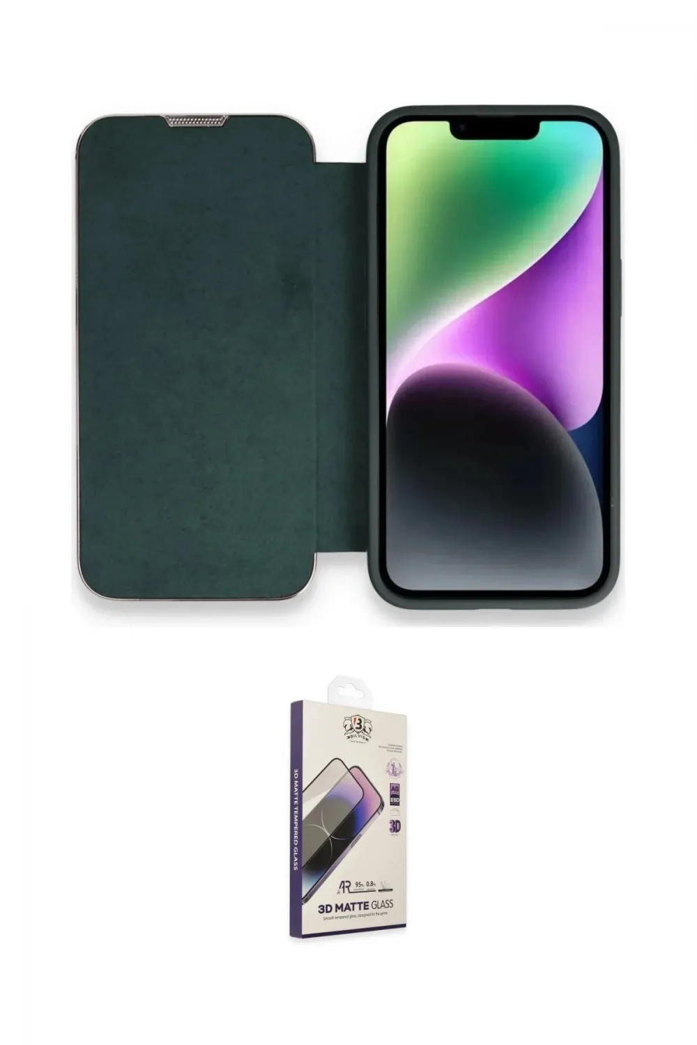 ieg™ iPhone 14 Pro Max Kılıf Siluet Minimal Serisi - Siyah Bilvis 3D Mat Cam Ekran Koruyucu