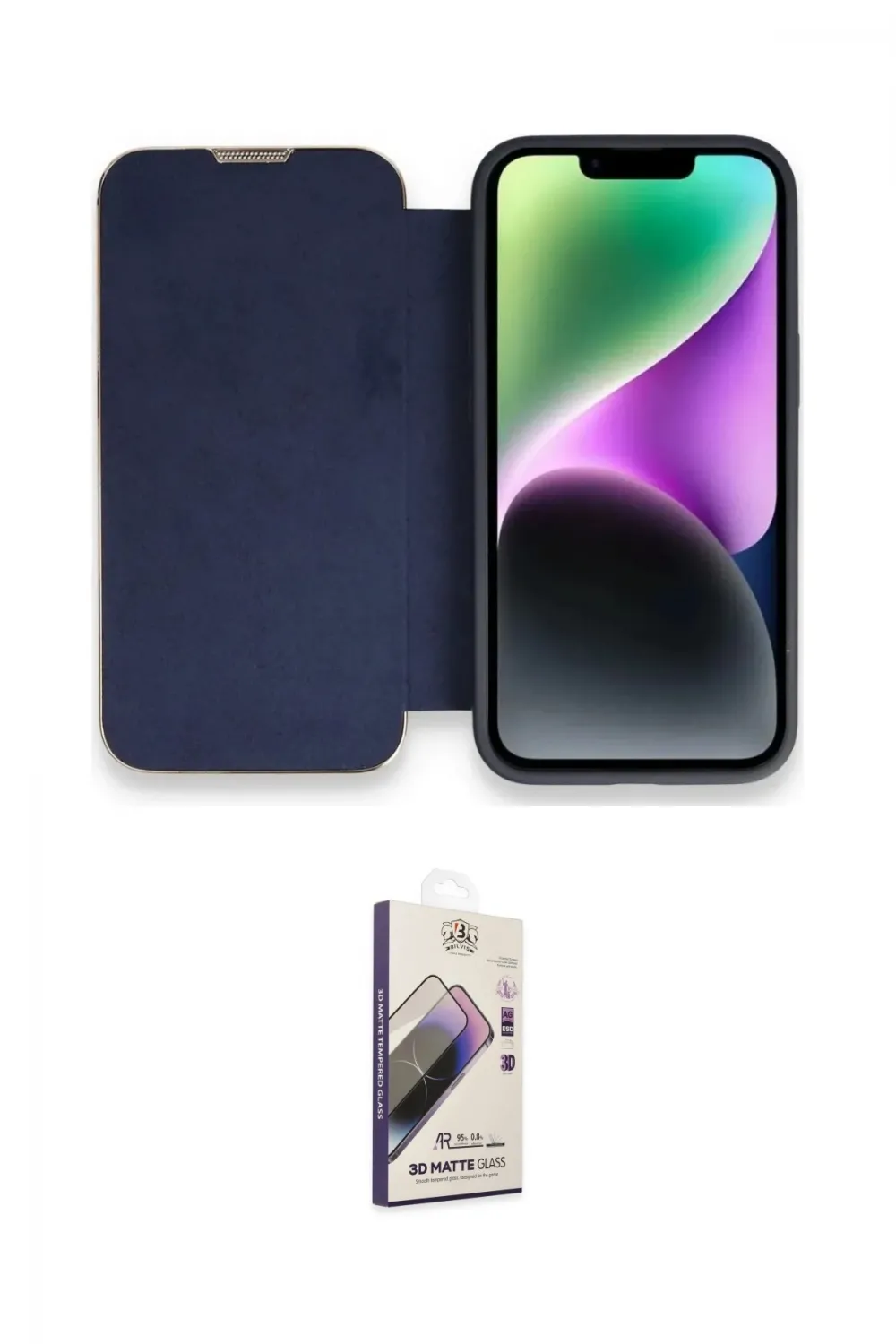 ieg™ iPhone 14 Pro Max Kılıf Siluet Minimal Serisi - Siyah Bilvis 3D Mat Cam Ekran Koruyucu