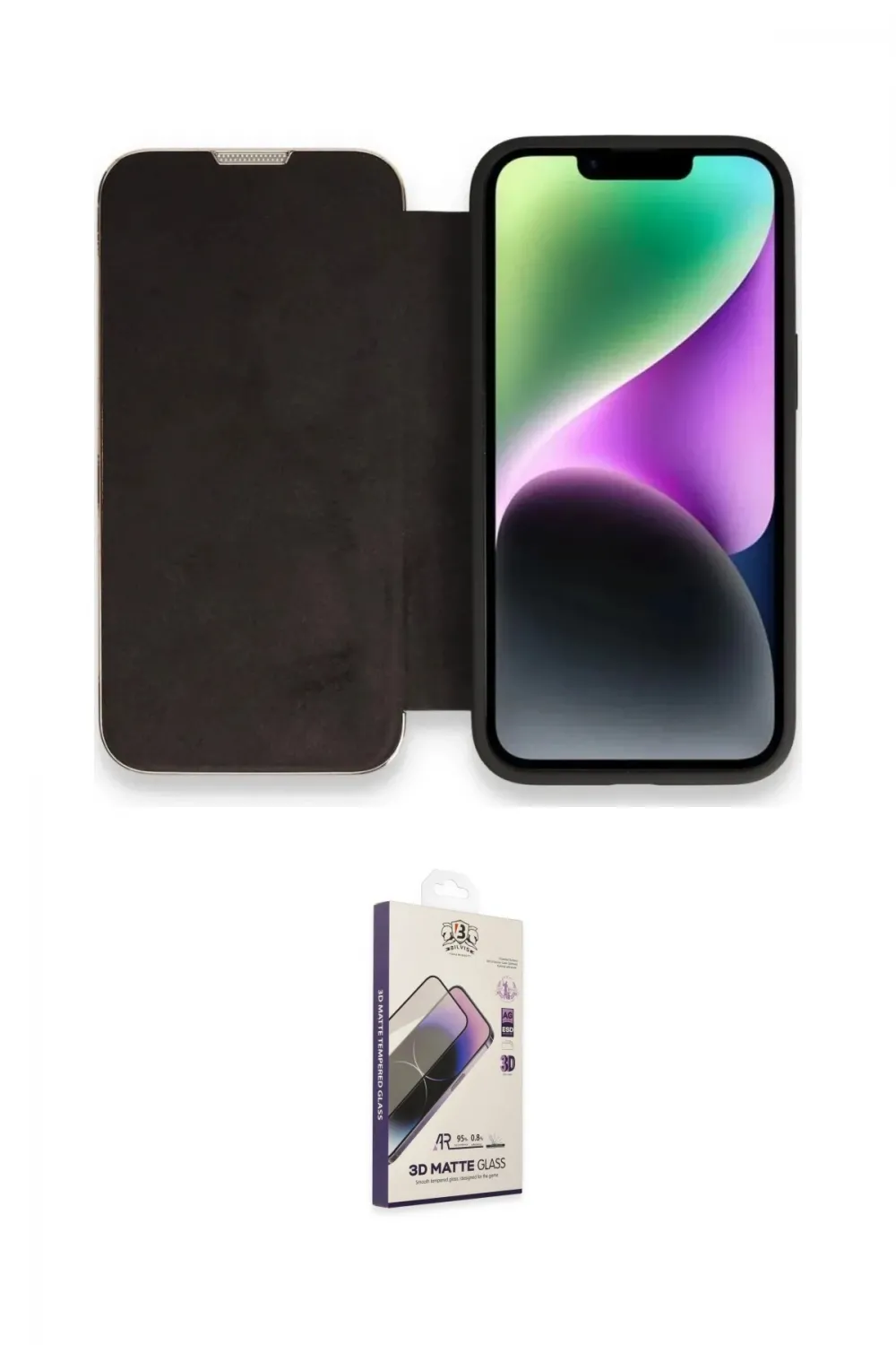ieg™ iPhone 14 Pro Max Kılıf Siluet Minimal Serisi - Siyah Bilvis 3D Mat Cam Ekran Koruyucu