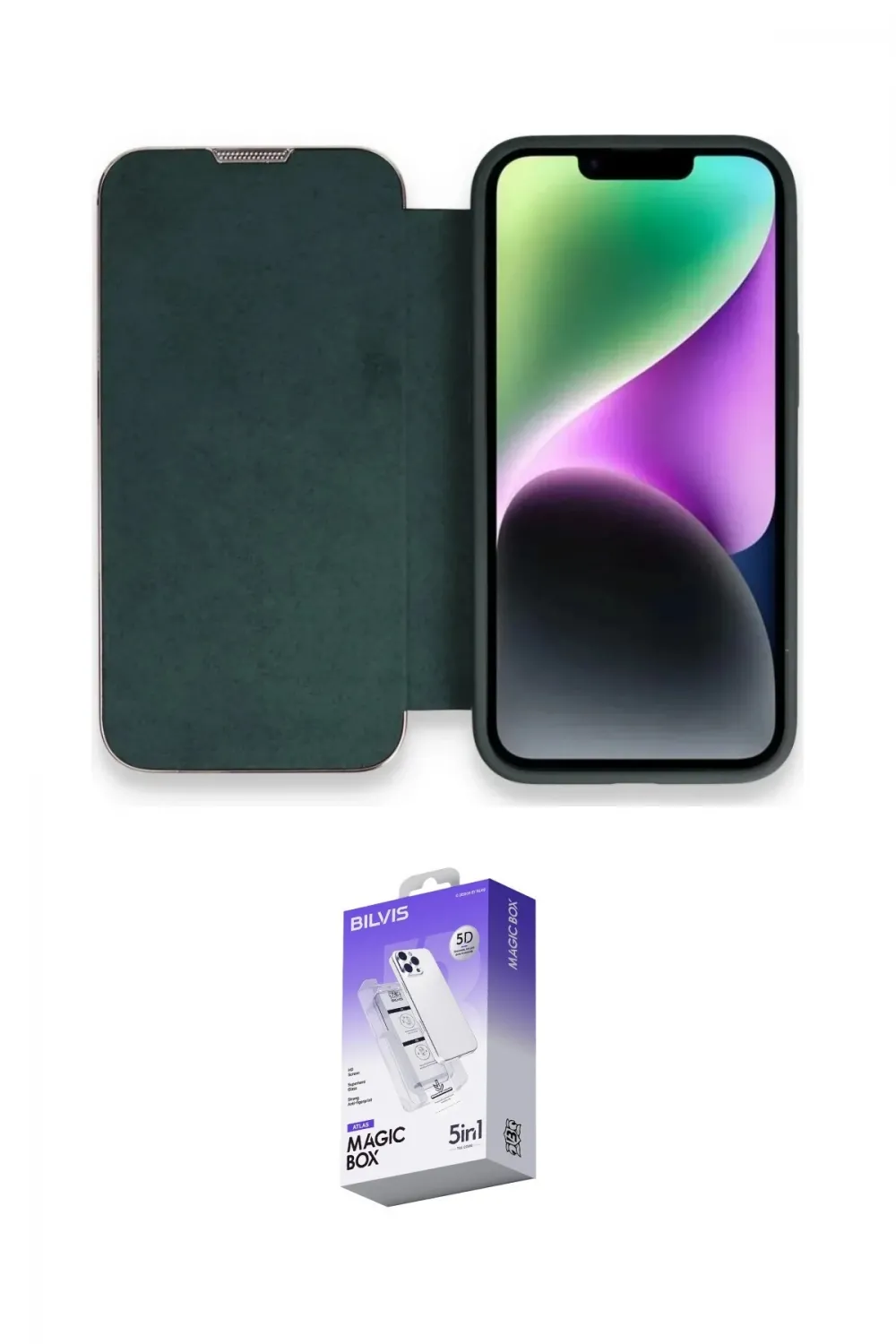 ieg™ iPhone 14 Pro Max Kılıf Siluet Minimal Serisi - Siyah Bilvis 5in1 3D Magic Cam Ekran Koruyucu