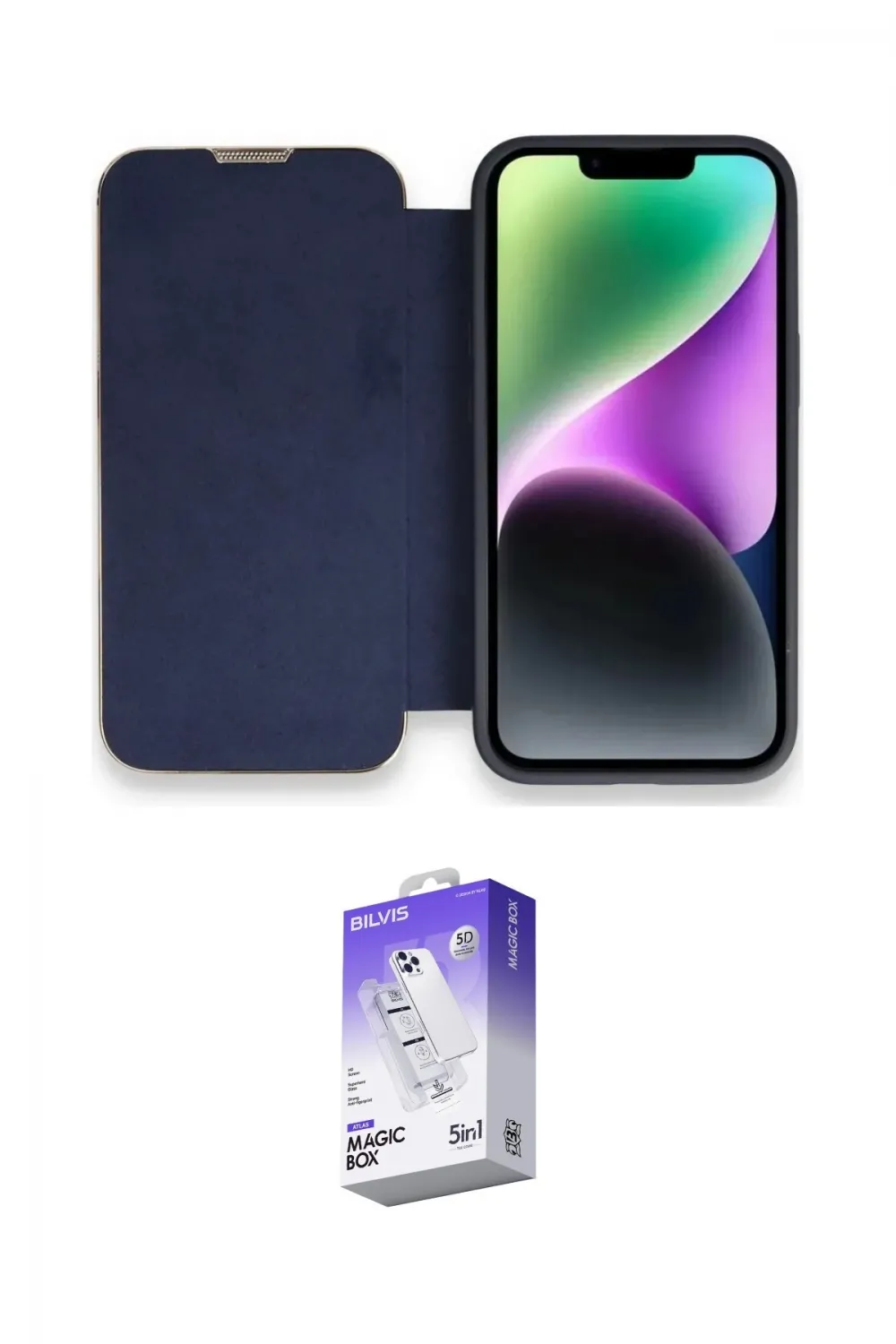 ieg™ iPhone 14 Pro Max Kılıf Siluet Minimal Serisi - Siyah Bilvis 5in1 3D Magic Cam Ekran Koruyucu