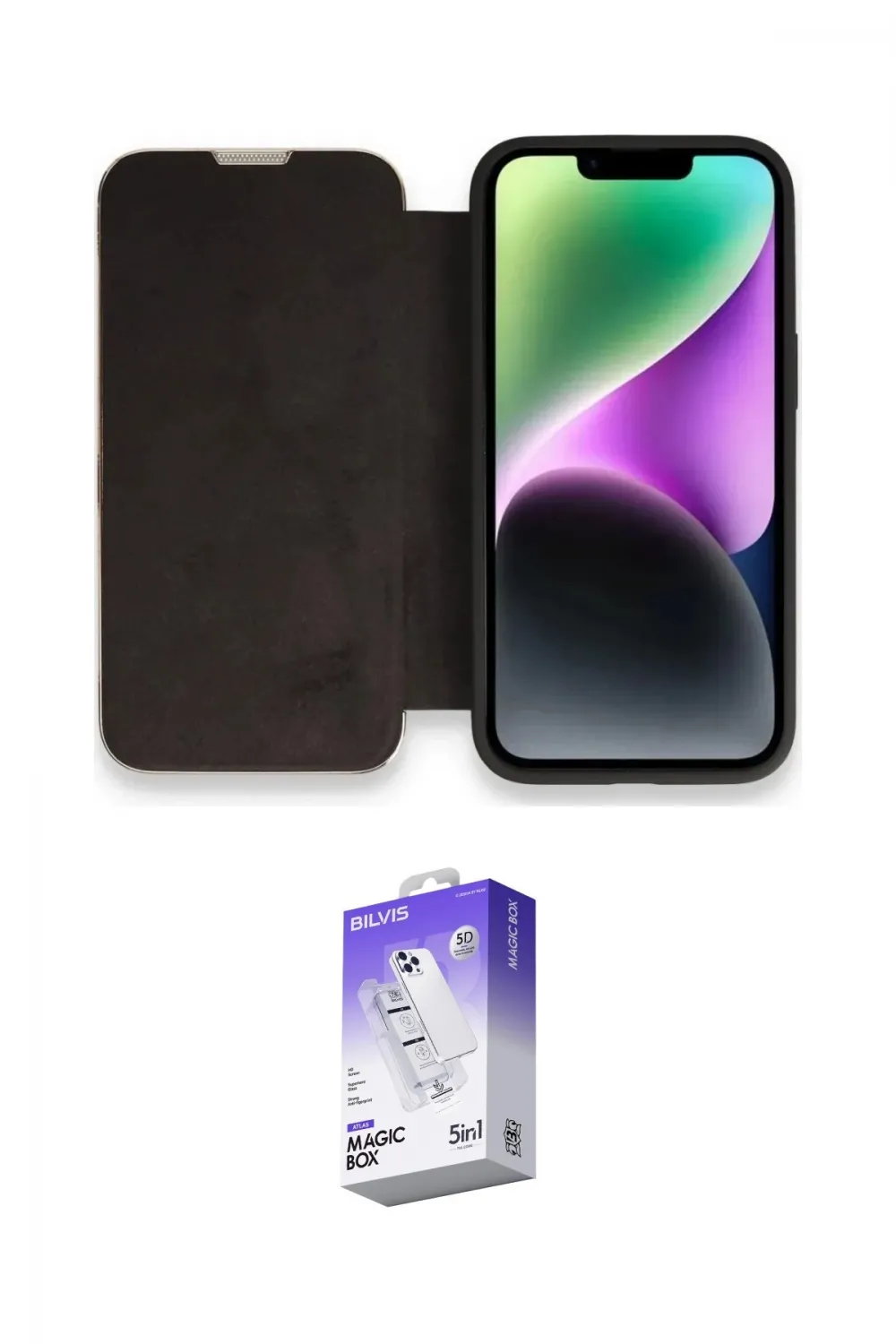 ieg™ iPhone 14 Pro Max Kılıf Siluet Minimal Serisi - Siyah Bilvis 5in1 3D Magic Cam Ekran Koruyucu