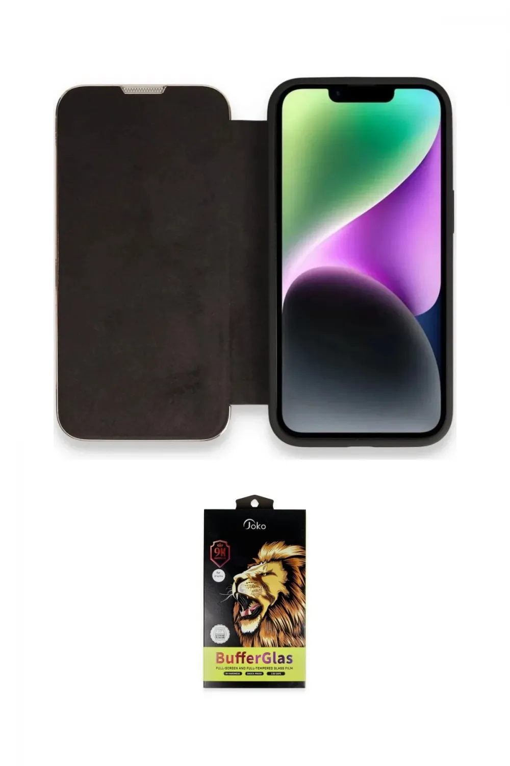 ieg™ iPhone 14 Pro Max Kılıf Siluet Minimal Serisi - Siyah Buffer Cam Ekran Koruyucu