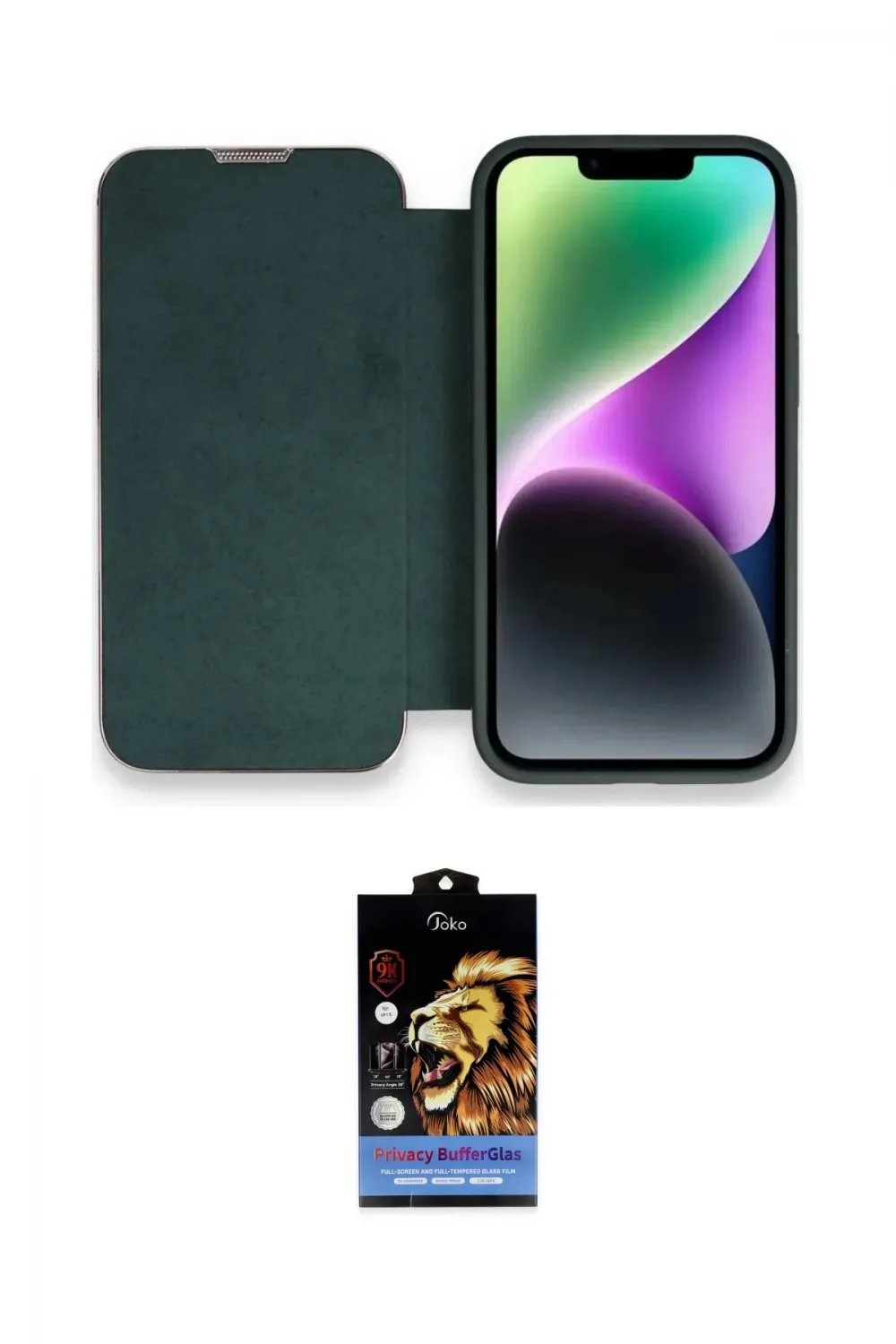 ieg™ iPhone 14 Pro Max Kılıf Siluet Minimal Serisi - Siyah Buffer Hayalet Cam Ekran Koruyucu