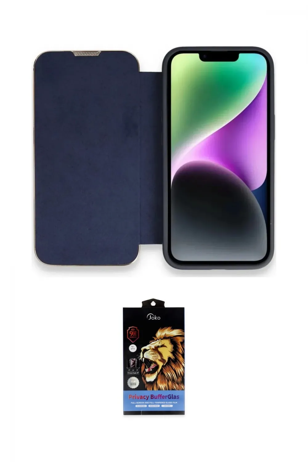 ieg™ iPhone 14 Pro Max Kılıf Siluet Minimal Serisi - Siyah Buffer Hayalet Cam Ekran Koruyucu