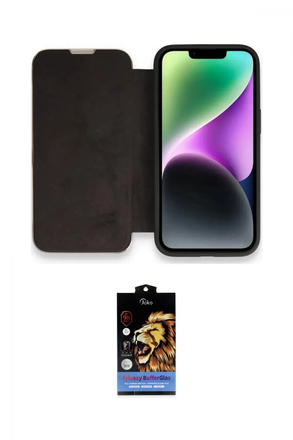 ieg™ iPhone 14 Pro Max Kılıf Siluet Minimal Serisi - Siyah Buffer Hayalet Cam Ekran Koruyucu