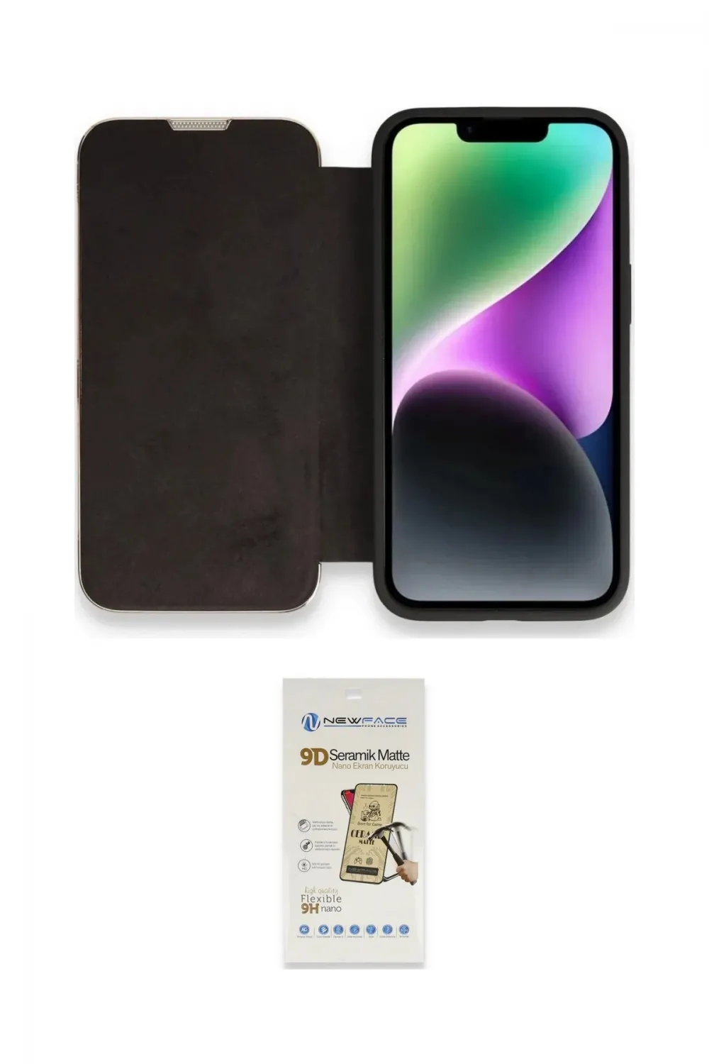 ieg™ iPhone 14 Pro Max Kılıf Siluet Minimal Serisi - Siyah Mat Seramik Nano Ekran Koruyucu