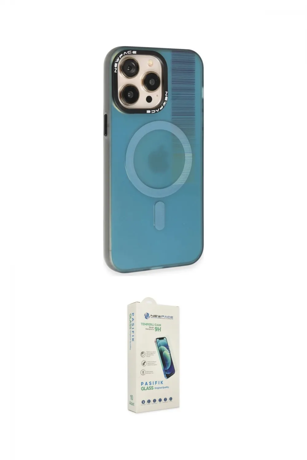 ieg™ iPhone 14 Pro Max Kılıf Siluet Modern Koleksiyonu - Şeffaf Pasifik Cam Ekran Koruyucu