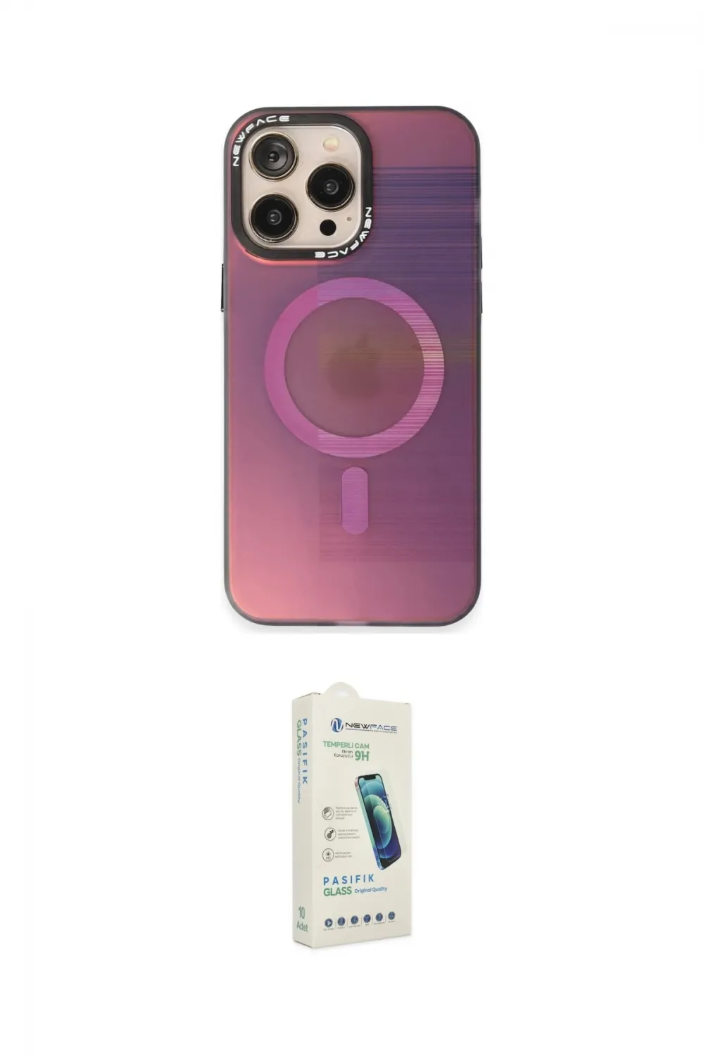 ieg™ iPhone 14 Pro Max Kılıf Siluet Modern Koleksiyonu - Şeffaf Pasifik Cam Ekran Koruyucu