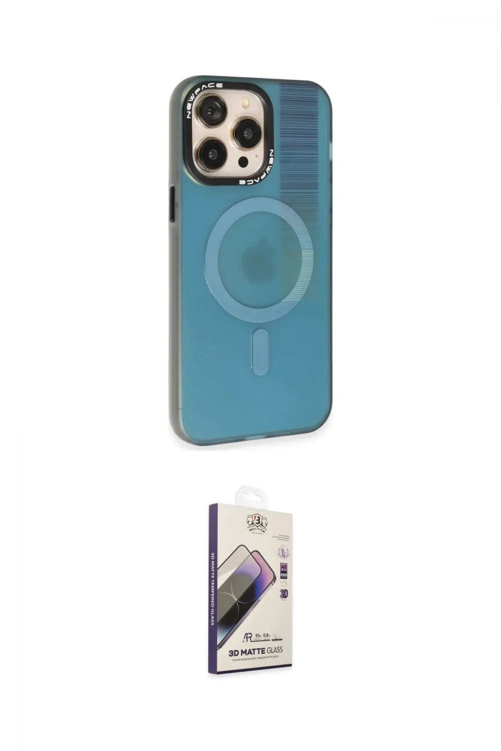 ieg™ iPhone 14 Pro Max Kılıf Siluet Modern Koleksiyonu - Siyah Bilvis 3D Mat Cam Ekran Koruyucu