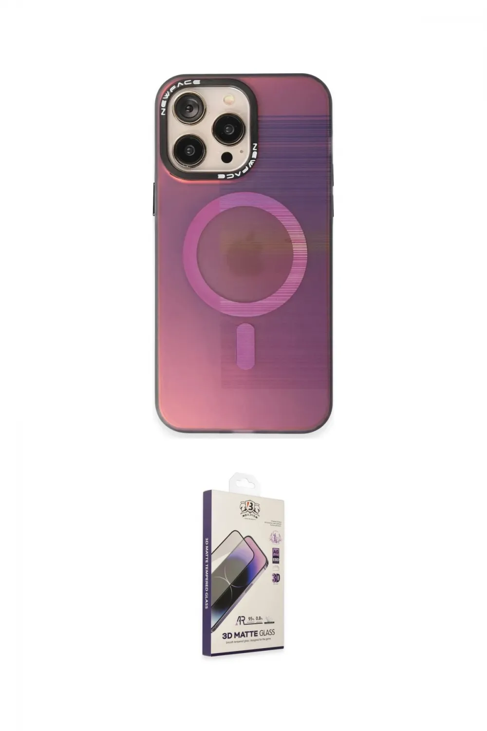 ieg™ iPhone 14 Pro Max Kılıf Siluet Modern Koleksiyonu - Siyah Bilvis 3D Mat Cam Ekran Koruyucu