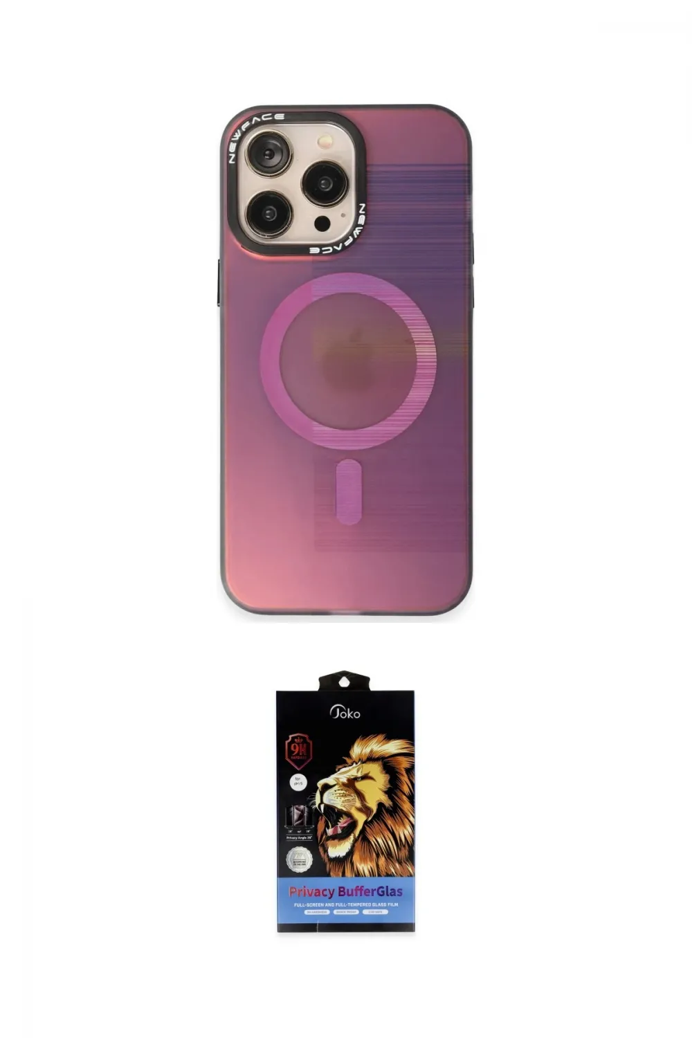 ieg™ iPhone 14 Pro Max Kılıf Siluet Modern Koleksiyonu - Siyah Buffer Hayalet Cam Ekran Koruyucu