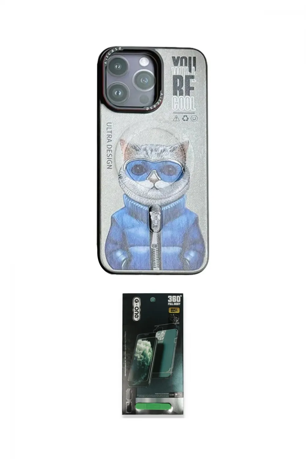 ieg™ iPhone 14 Pro Max Kılıf Siluet Modern Özel Seri - Şeffaf 360 Full Body Arka Koruyucu
