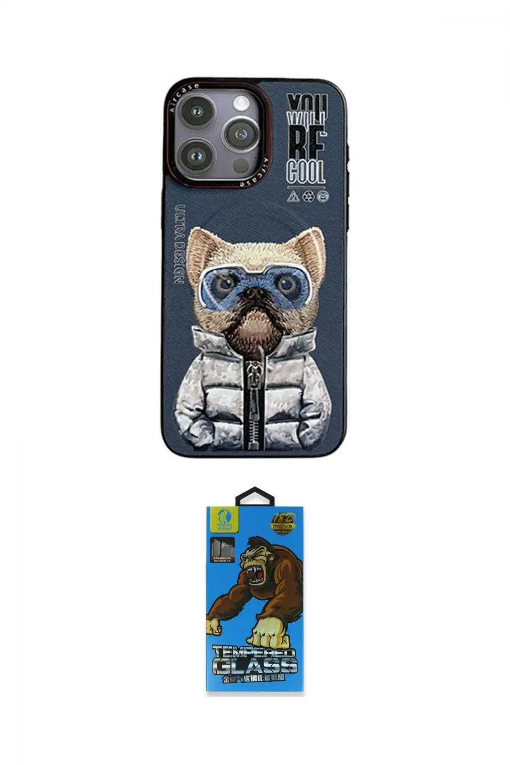 ieg™ iPhone 14 Pro Max Kılıf Siluet Modern Özel Seri - Siyah 18D Cam Ekran Koruyucu