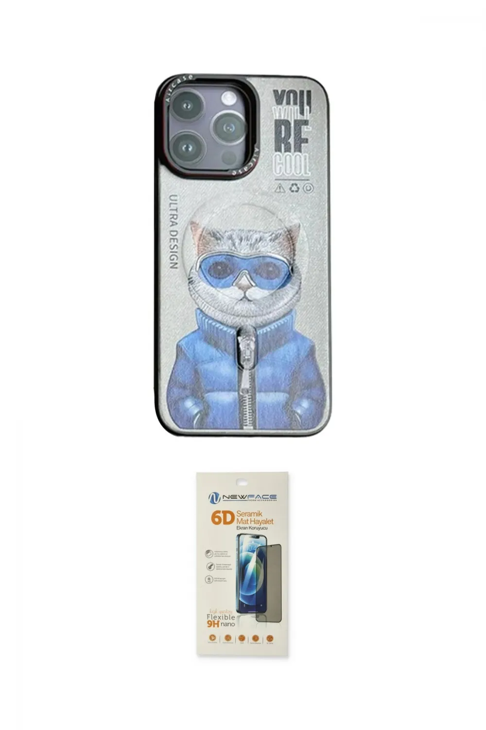 ieg™ iPhone 14 Pro Max Kılıf Siluet Modern Özel Seri - Siyah 6D Mat Seramik Hayalet Nano Ekran Koruyucu