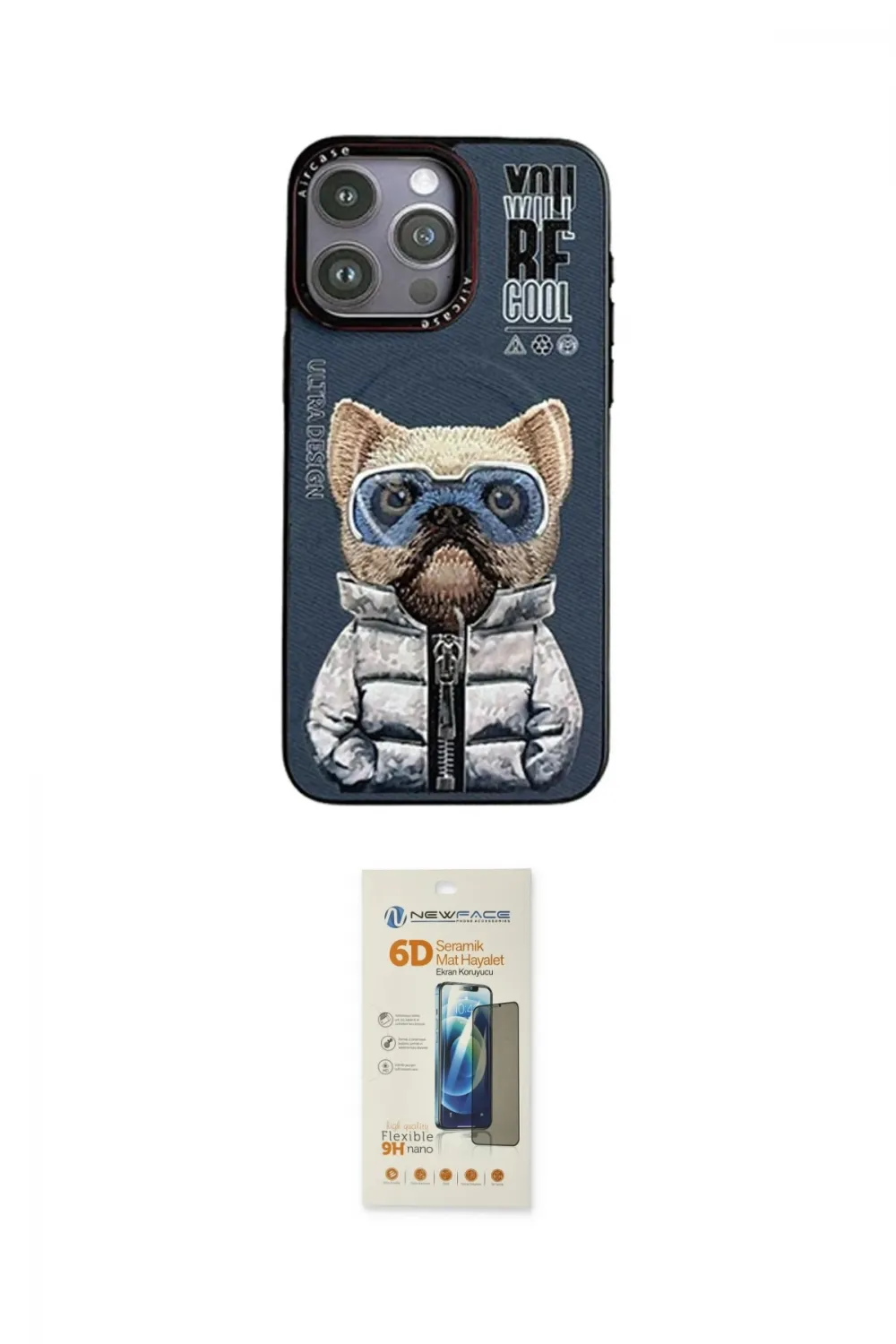 ieg™ iPhone 14 Pro Max Kılıf Siluet Modern Özel Seri - Siyah 6D Mat Seramik Hayalet Nano Ekran Koruyucu