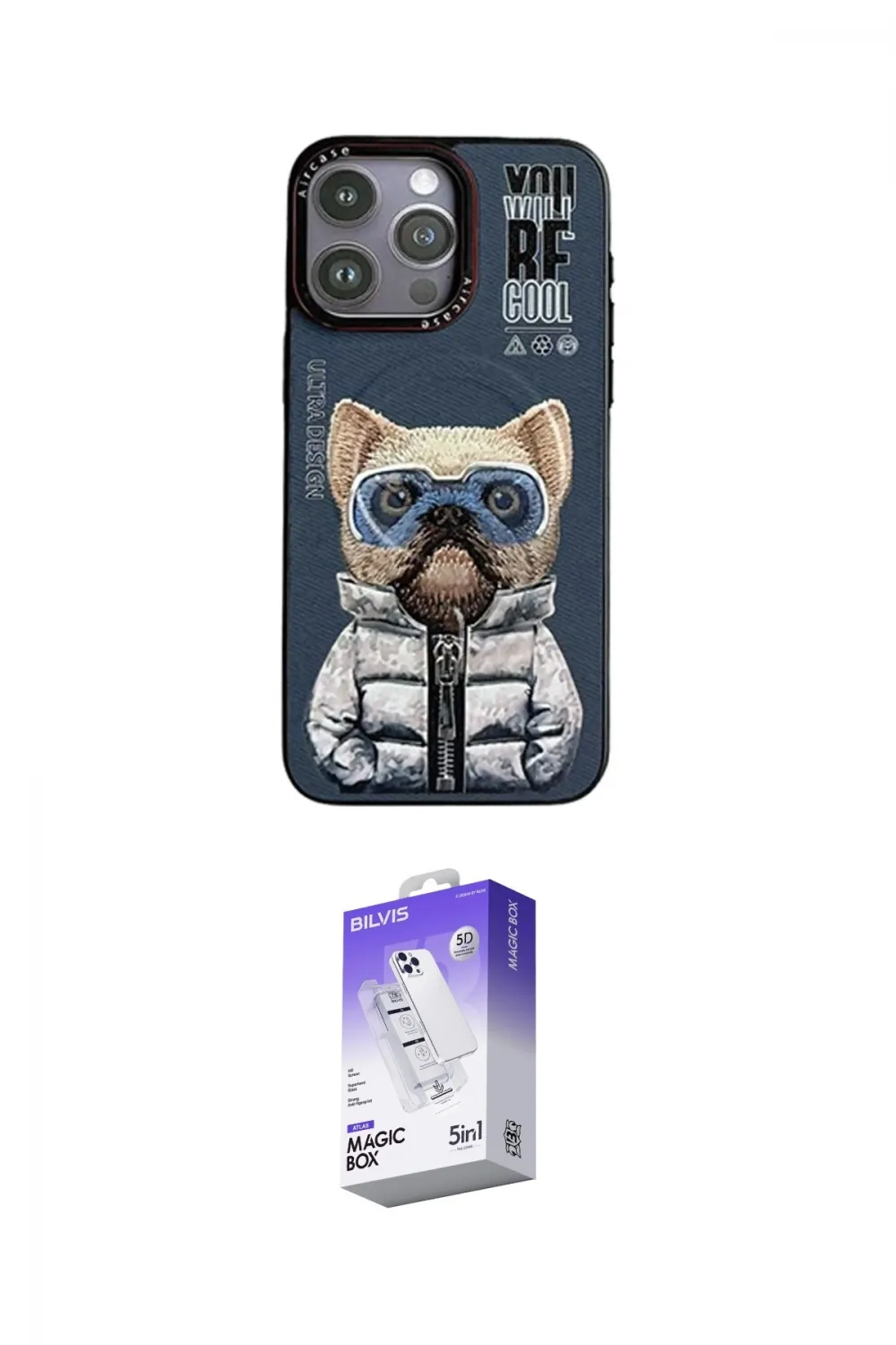 ieg™ iPhone 14 Pro Max Kılıf Siluet Modern Özel Seri - Siyah Bilvis 5in1 3D Magic Cam Ekran Koruyucu