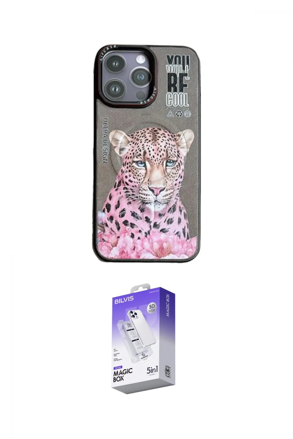 ieg™ iPhone 14 Pro Max Kılıf Siluet Modern Özel Seri - Siyah Bilvis 5in1 3D Magic Cam Ekran Koruyucu