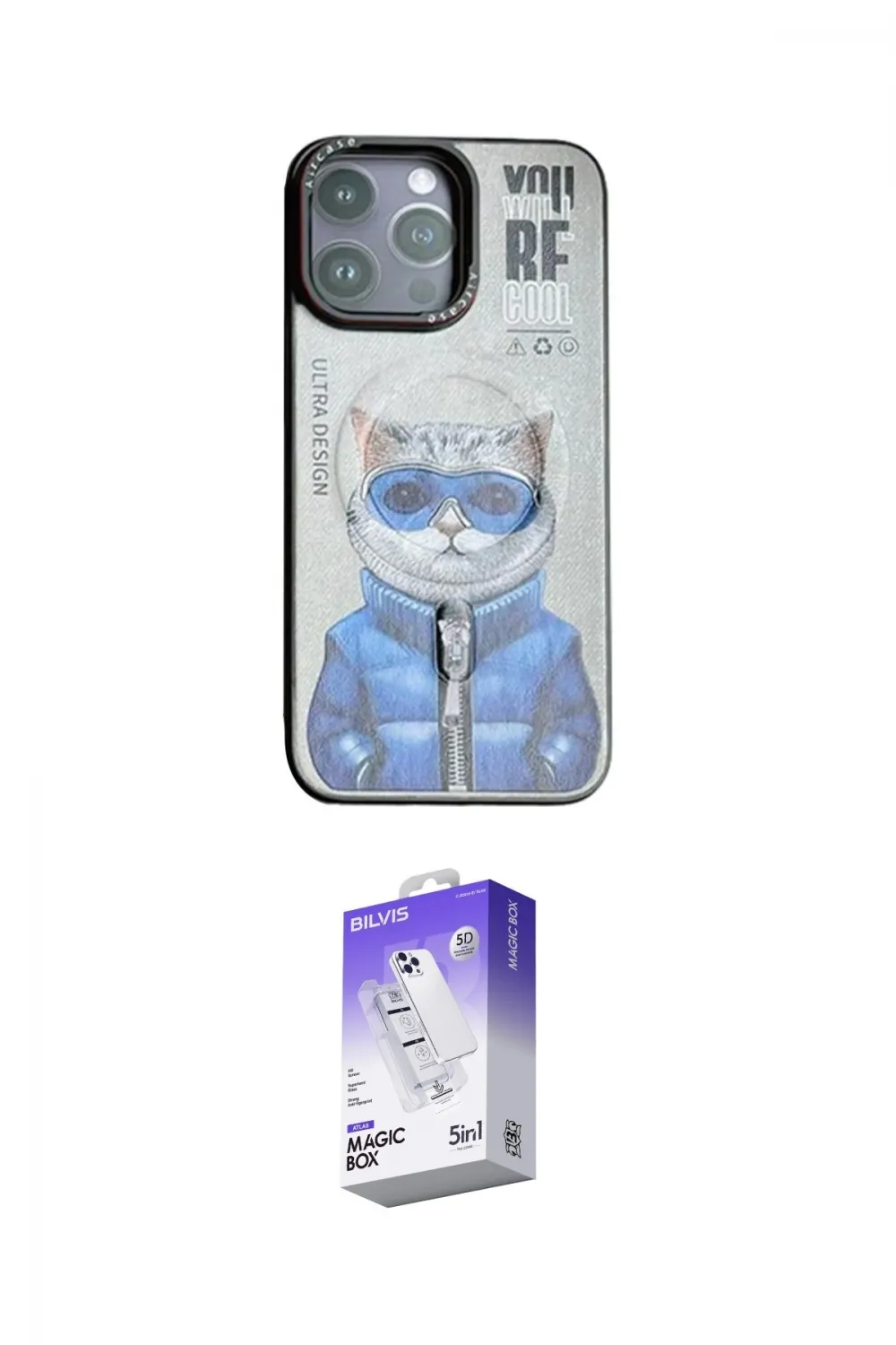 ieg™ iPhone 14 Pro Max Kılıf Siluet Modern Özel Seri - Siyah Bilvis 5in1 3D Magic Cam Ekran Koruyucu