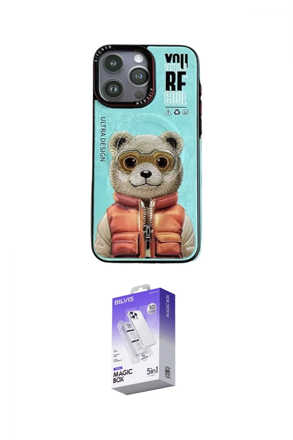 ieg™ iPhone 14 Pro Max Kılıf Siluet Modern Özel Seri - Siyah Bilvis 5in1 3D Magic Cam Ekran Koruyucu