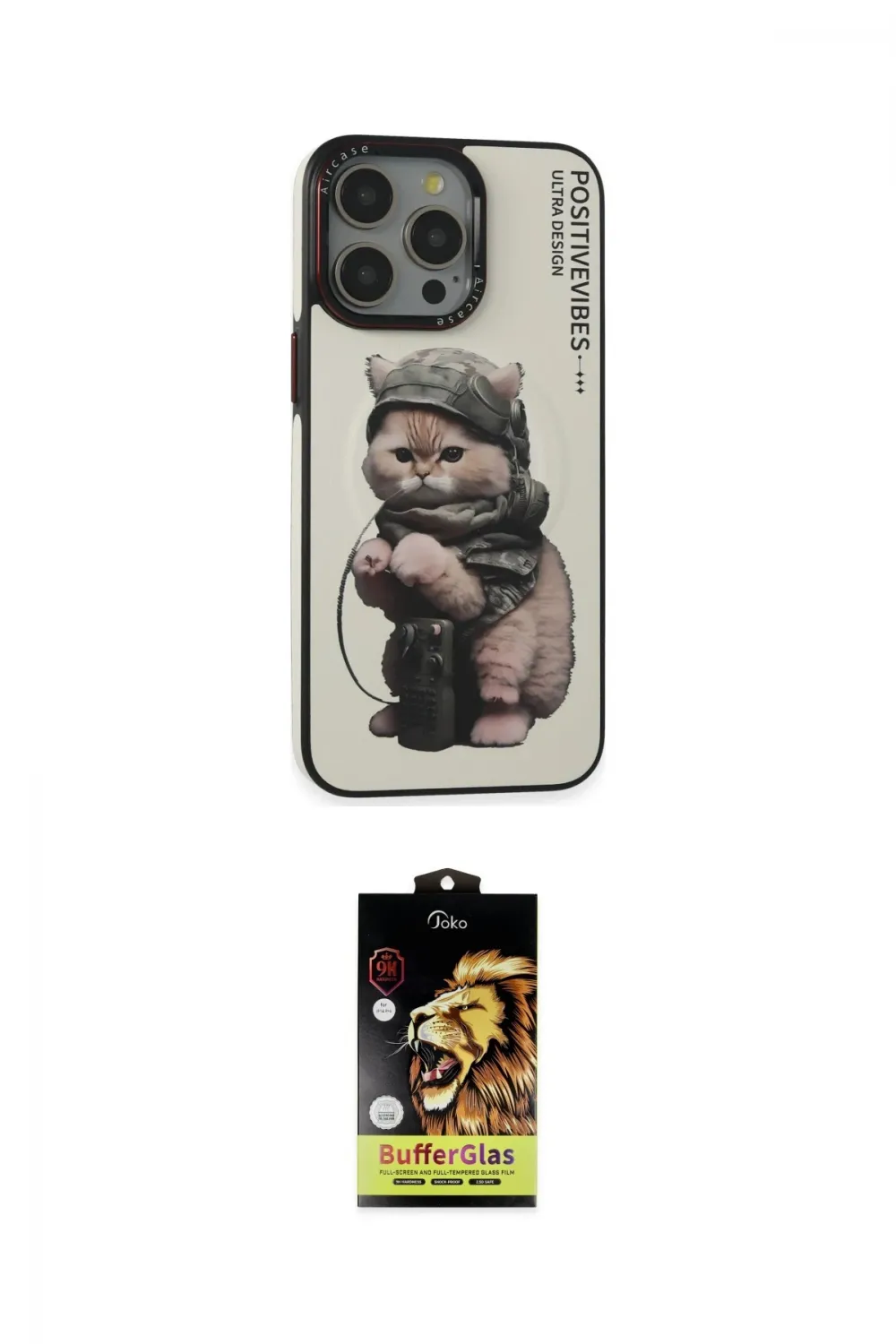 ieg™ iPhone 14 Pro Max Kılıf Siluet Modern Özel Seri - Siyah Buffer Cam Ekran Koruyucu