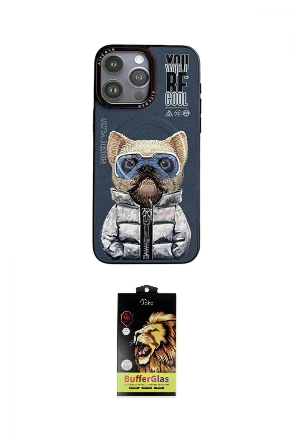 ieg™ iPhone 14 Pro Max Kılıf Siluet Modern Özel Seri - Siyah Buffer Cam Ekran Koruyucu