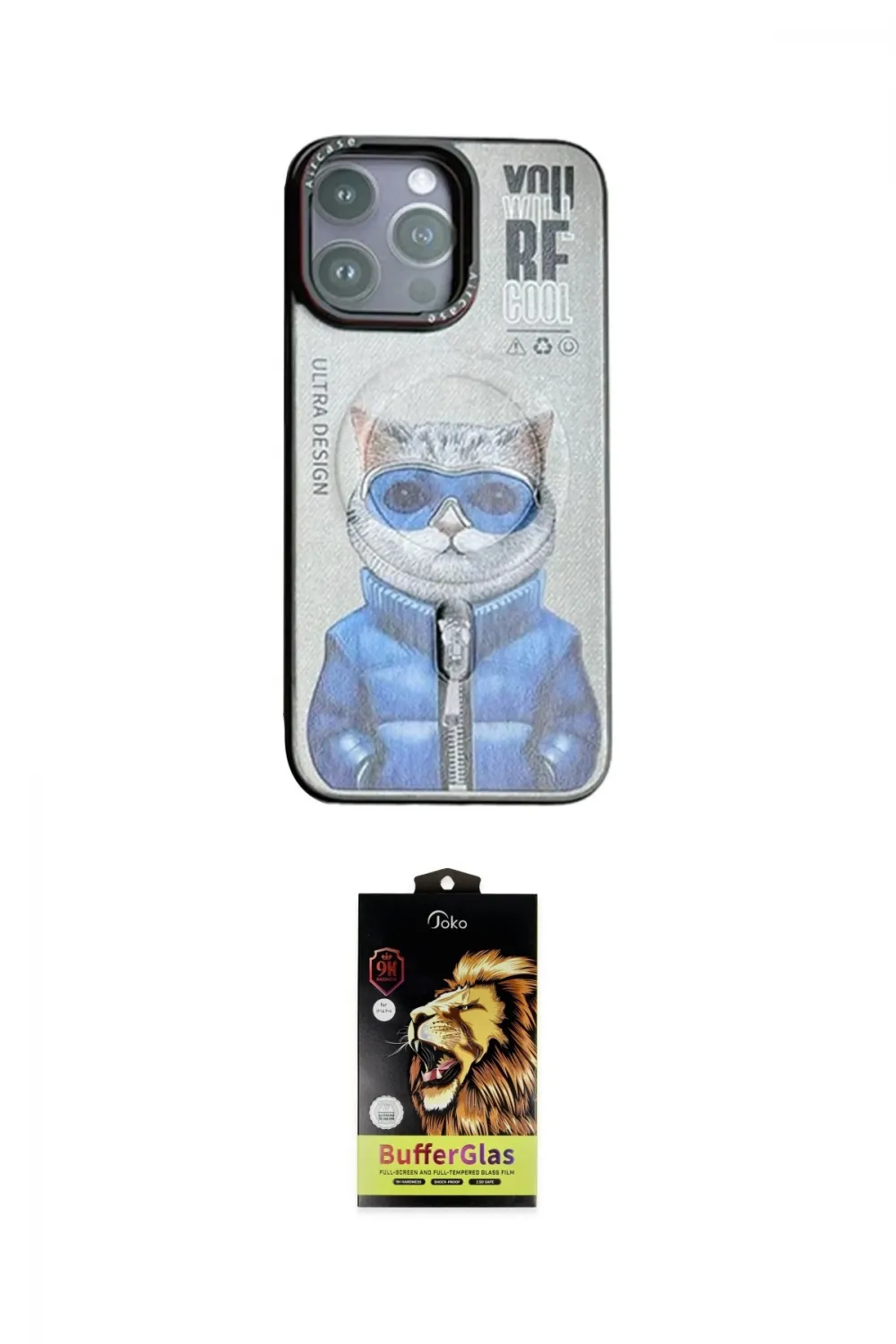 ieg™ iPhone 14 Pro Max Kılıf Siluet Modern Özel Seri - Siyah Buffer Cam Ekran Koruyucu