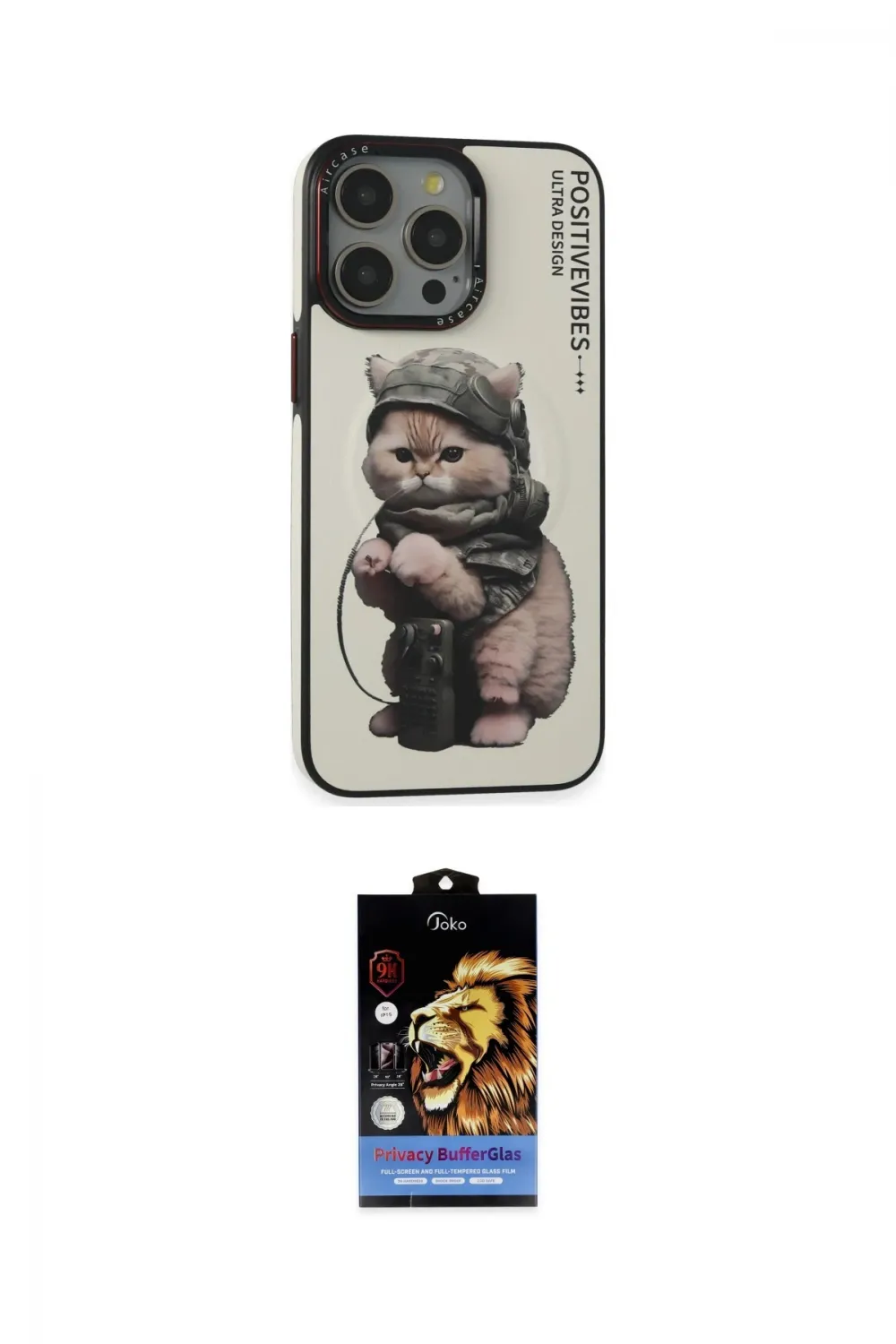 ieg™ iPhone 14 Pro Max Kılıf Siluet Modern Özel Seri - Siyah Buffer Hayalet Cam Ekran Koruyucu