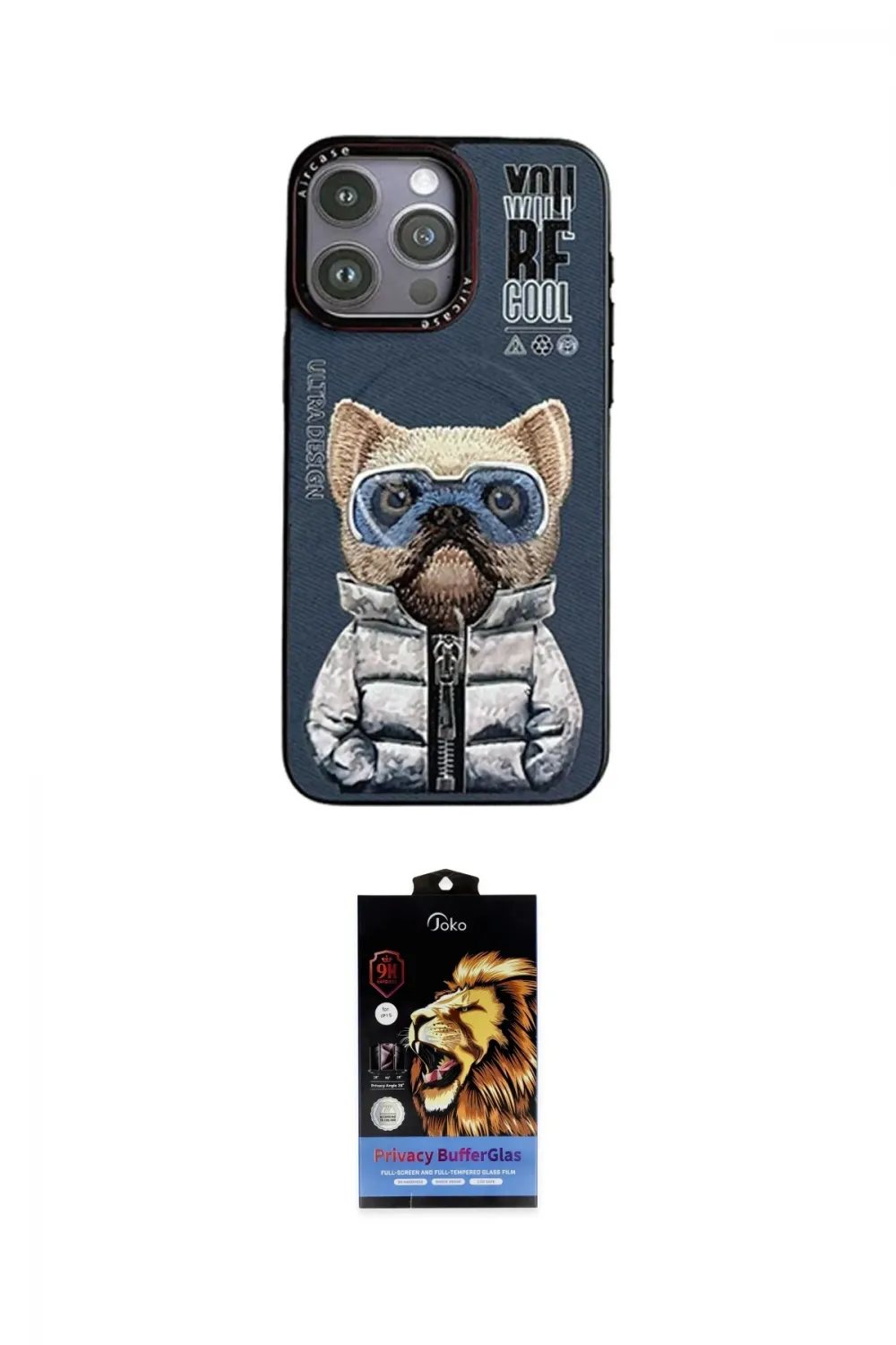 ieg™ iPhone 14 Pro Max Kılıf Siluet Modern Özel Seri - Siyah Buffer Hayalet Cam Ekran Koruyucu