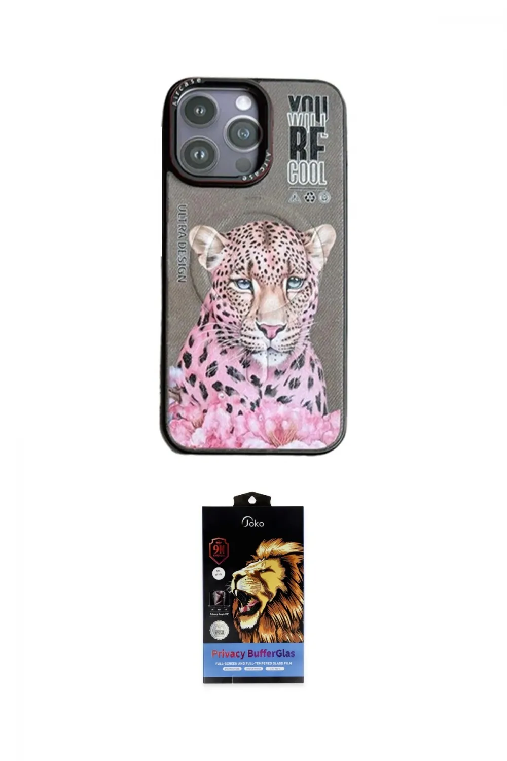 ieg™ iPhone 14 Pro Max Kılıf Siluet Modern Özel Seri - Siyah Buffer Hayalet Cam Ekran Koruyucu