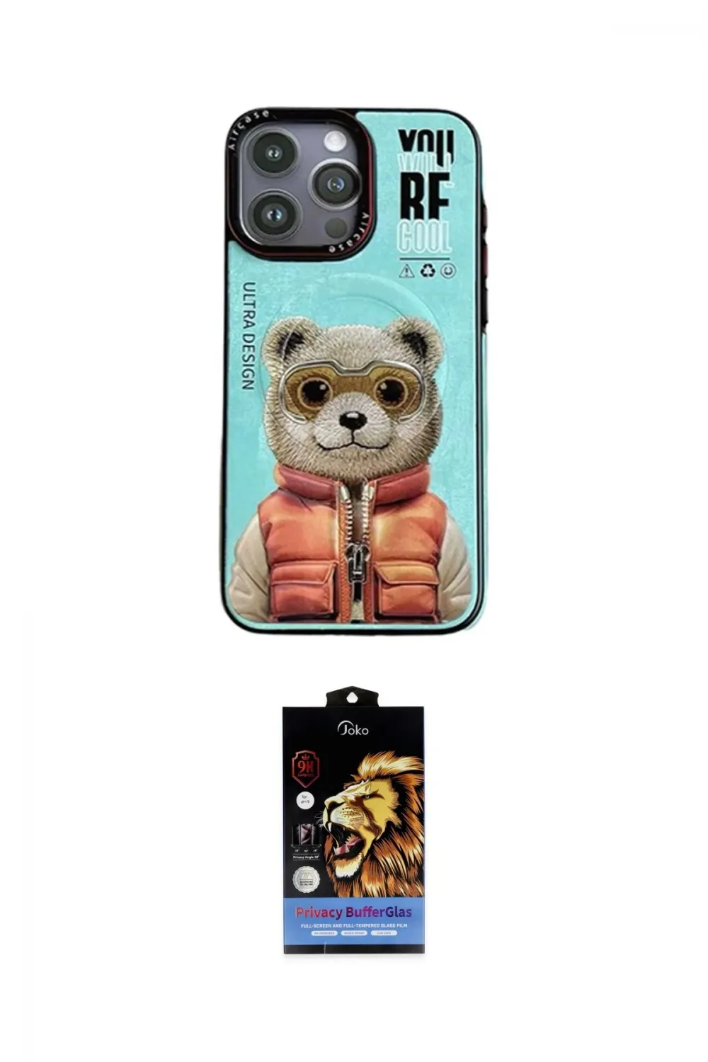 ieg™ iPhone 14 Pro Max Kılıf Siluet Modern Özel Seri - Siyah Buffer Hayalet Cam Ekran Koruyucu