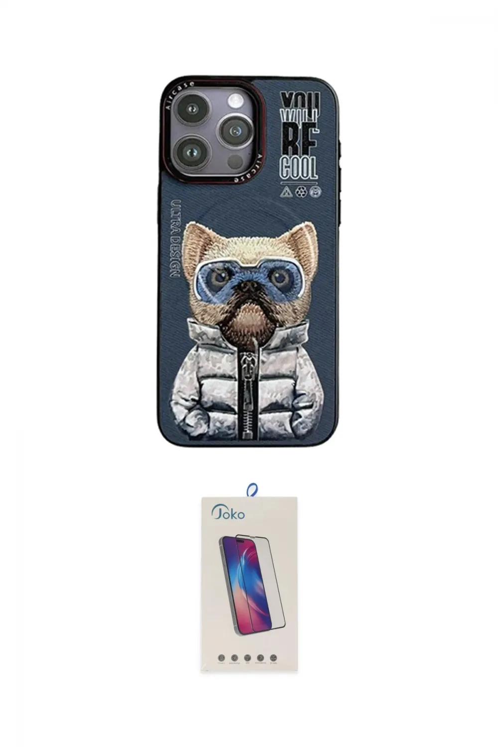 ieg™ iPhone 14 Pro Max Kılıf Siluet Modern Özel Seri - Siyah Joko 5D Cam