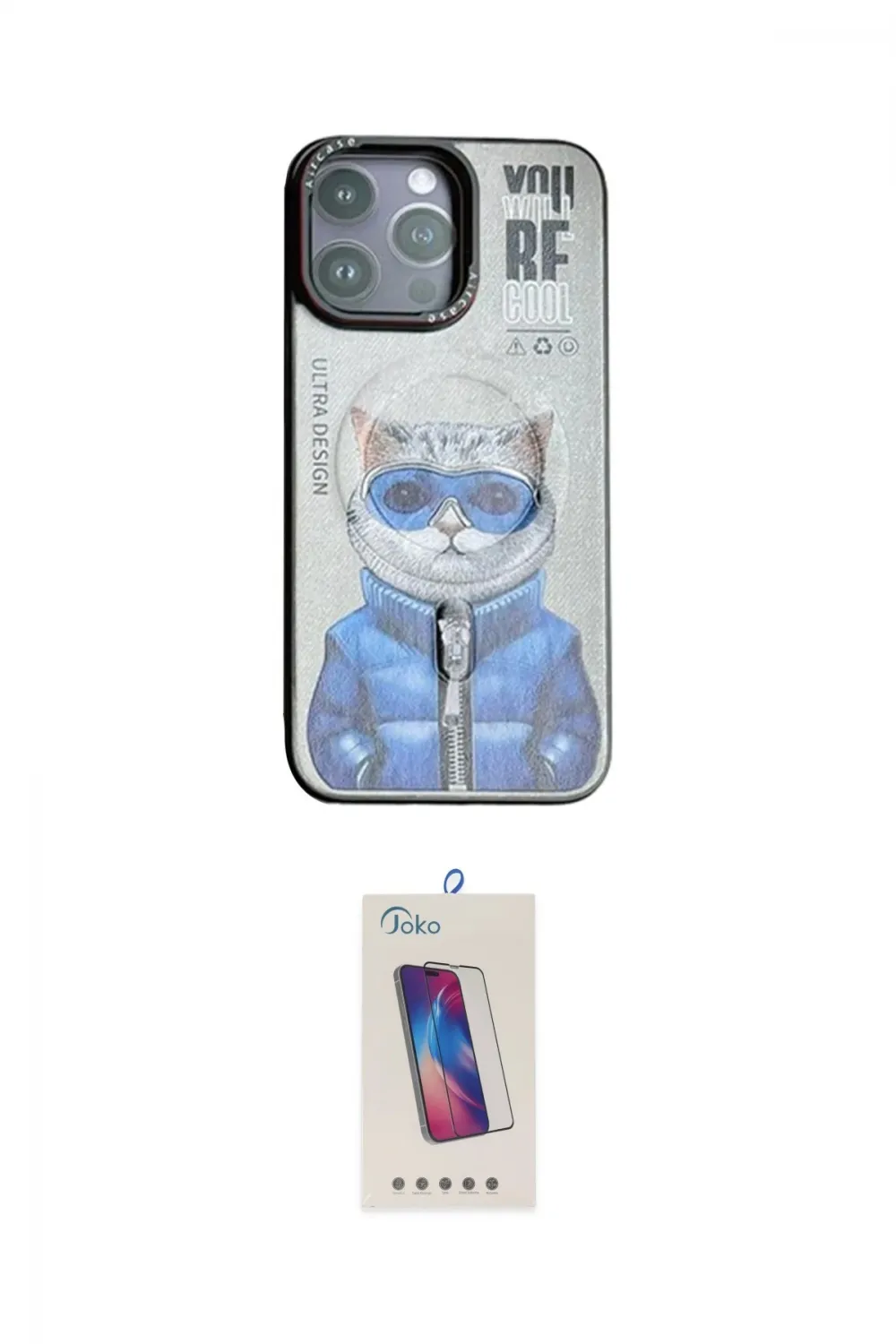 ieg™ iPhone 14 Pro Max Kılıf Siluet Modern Özel Seri - Siyah Joko 5D Cam