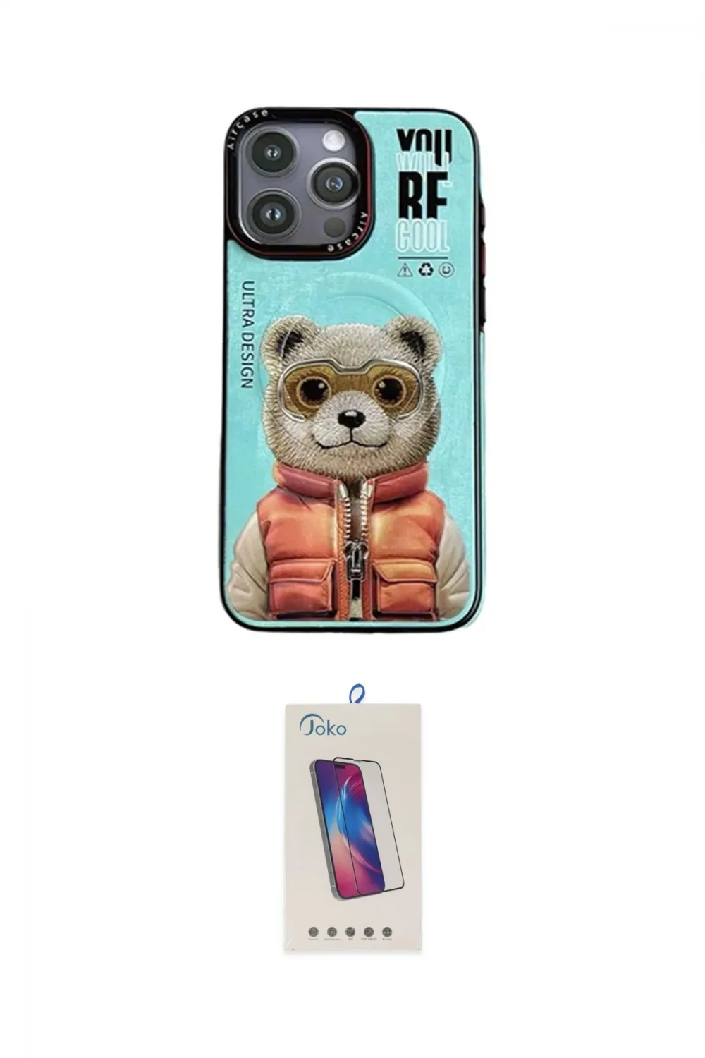 ieg™ iPhone 14 Pro Max Kılıf Siluet Modern Özel Seri - Siyah Joko 5D Cam