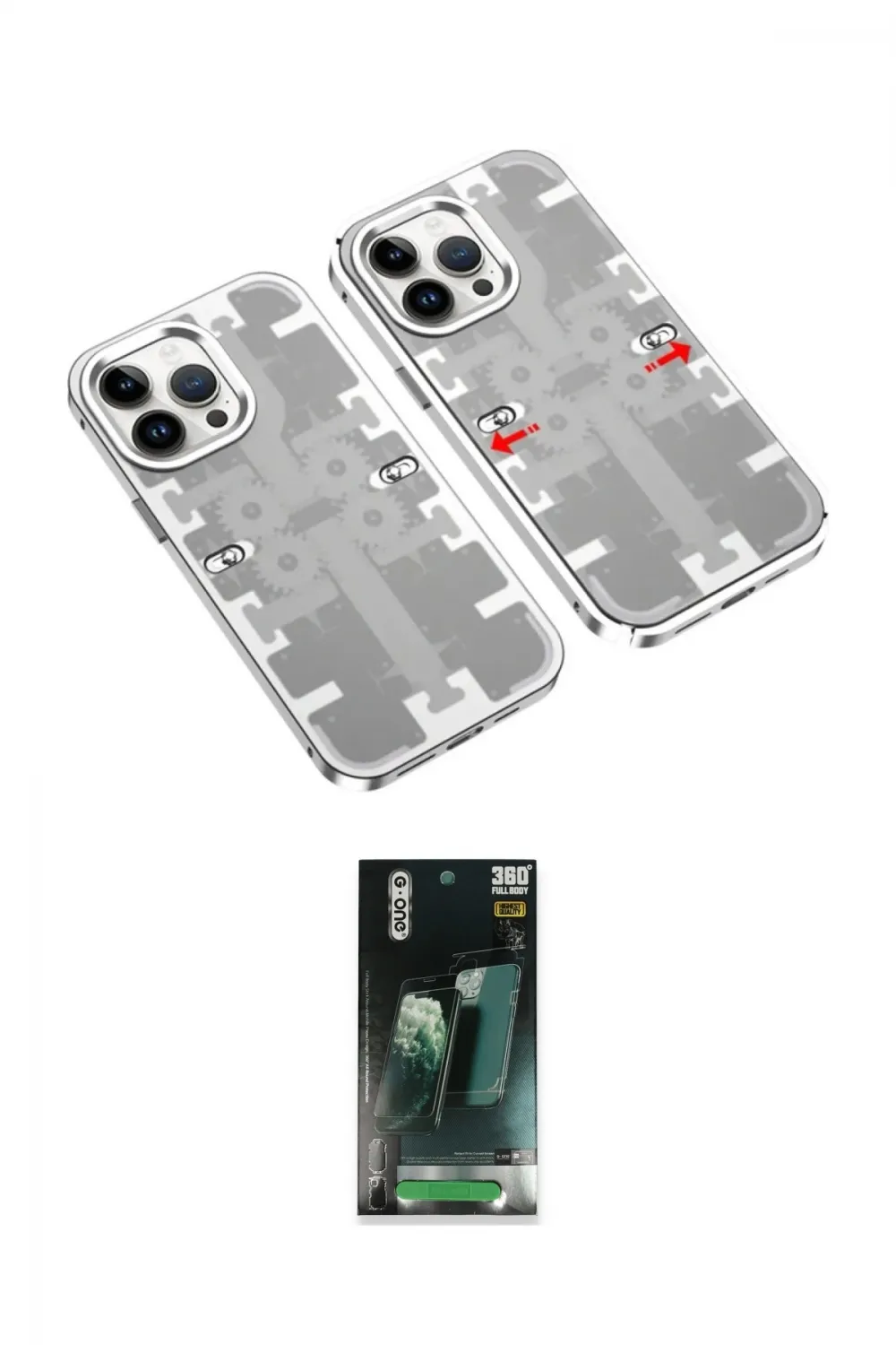 ieg™ iPhone 14 Pro Max Kılıf Ufuk Doku Prime - Şeffaf 360 Full Body Arka Koruyucu
