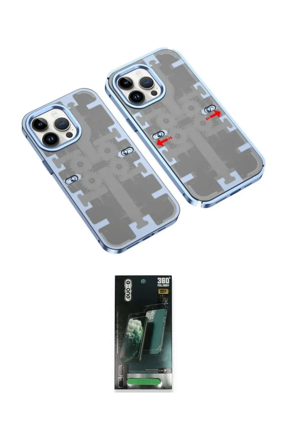 ieg™ iPhone 14 Pro Max Kılıf Ufuk Doku Prime - Şeffaf 360 Full Body Arka Koruyucu