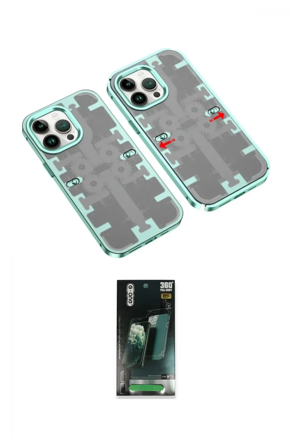 ieg™ iPhone 14 Pro Max Kılıf Ufuk Doku Prime - Şeffaf 360 Full Body Arka Koruyucu