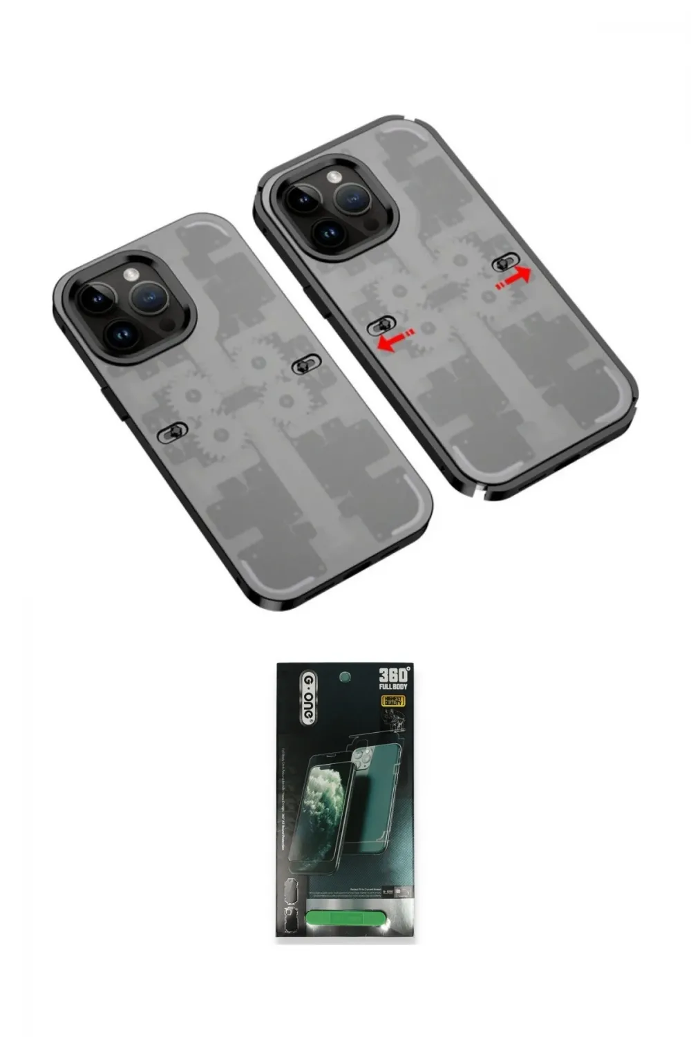 ieg™ iPhone 14 Pro Max Kılıf Ufuk Doku Prime - Siyah 360 Mat Full Body Arka Koruyucu