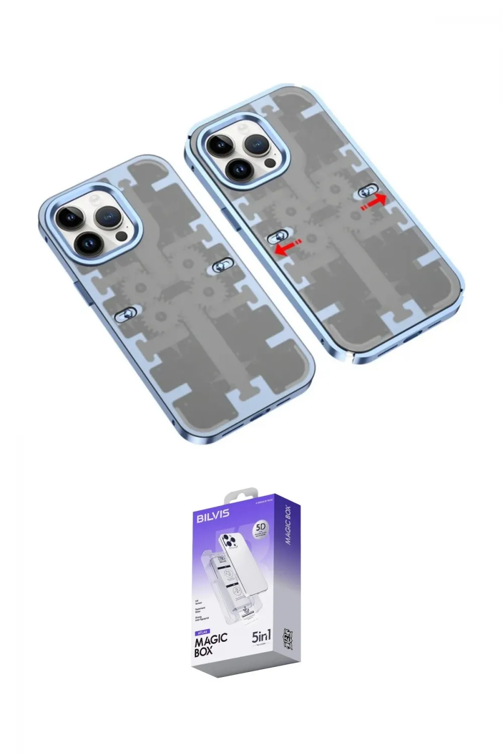 ieg™ iPhone 14 Pro Max Kılıf Ufuk Doku Prime - Siyah Bilvis 5in1 3D Magic Cam Ekran Koruyucu