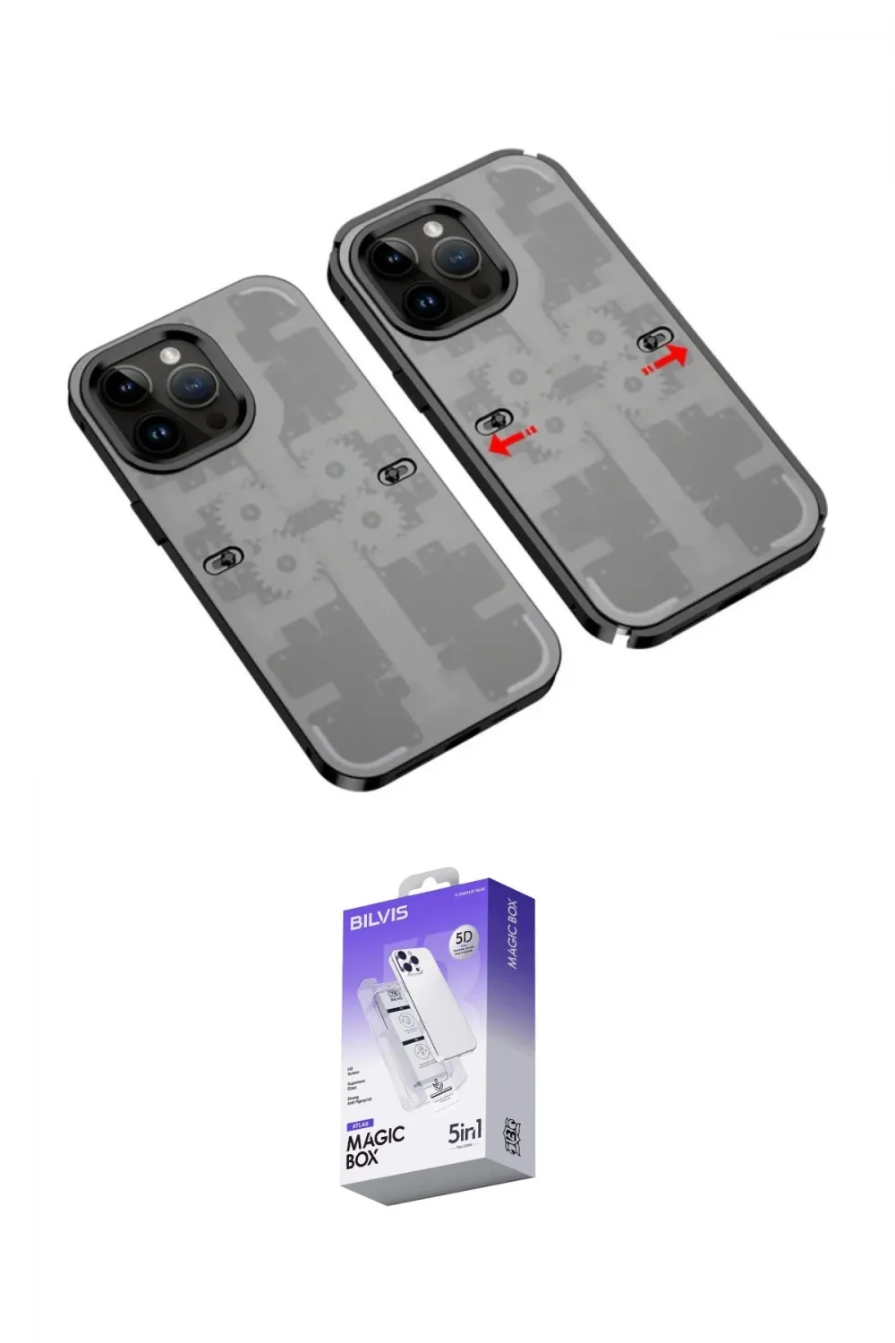 ieg™ iPhone 14 Pro Max Kılıf Ufuk Doku Prime - Siyah Bilvis 5in1 3D Magic Cam Ekran Koruyucu